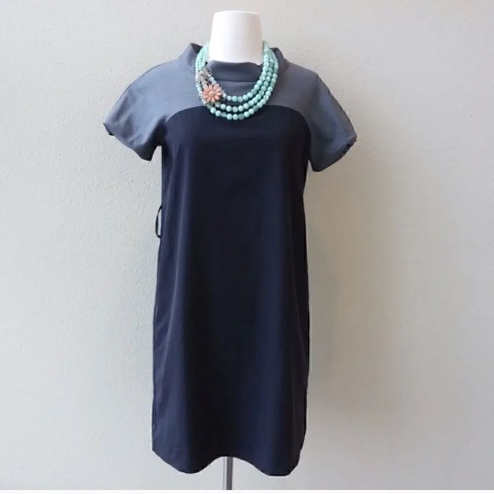 NEW Club Monoco Two-Tone Shift Dress Puff Sleeve 0
